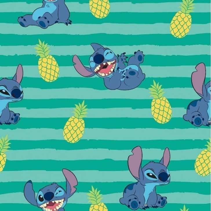 Disney Lilo and Stitch Stitch Expressions on Stripes Cotton Quilting Fabric