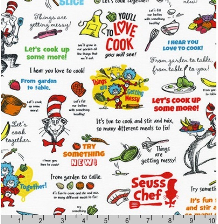 Dr Seuss Seuss Chef White Background Cotton Quilting Fabric