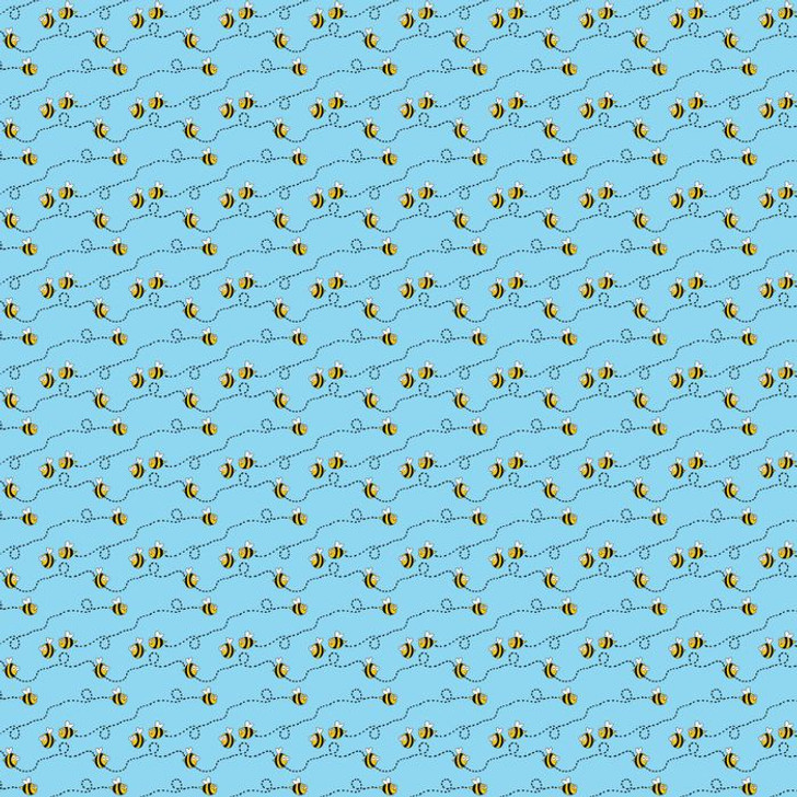 Happy Farm Bees Blue DV5082 Cotton Quilting Fabric