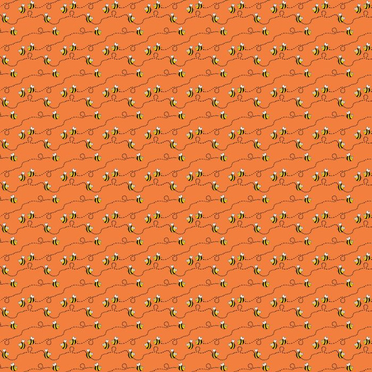 Happy Farm Bees Orange DV5083 Cotton Quilting Fabric