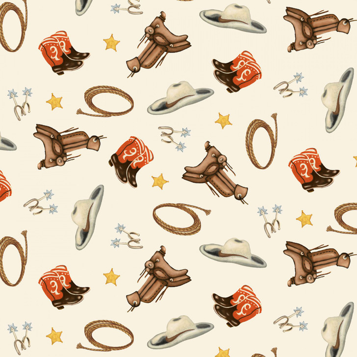 Country Rodeo Way Out West Cream Cotton Quilting Fabric