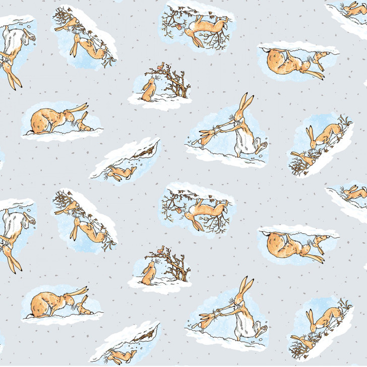 Guess How Much I Love You Bunny Scenes Pewter Cotton Quilting Fabric