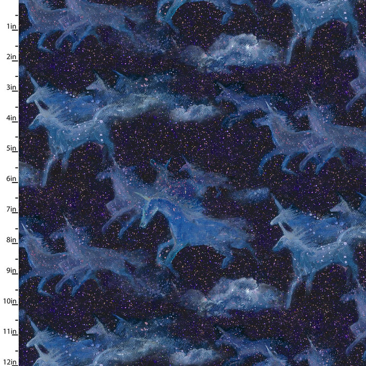 Celestial Journey Unicorns Night Flight Purple 17137-PUR Cotton Quilting Fabric