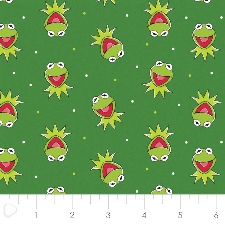 Disney Muppets Collection Kermit the Frog Green Cotton Quilting Fabric