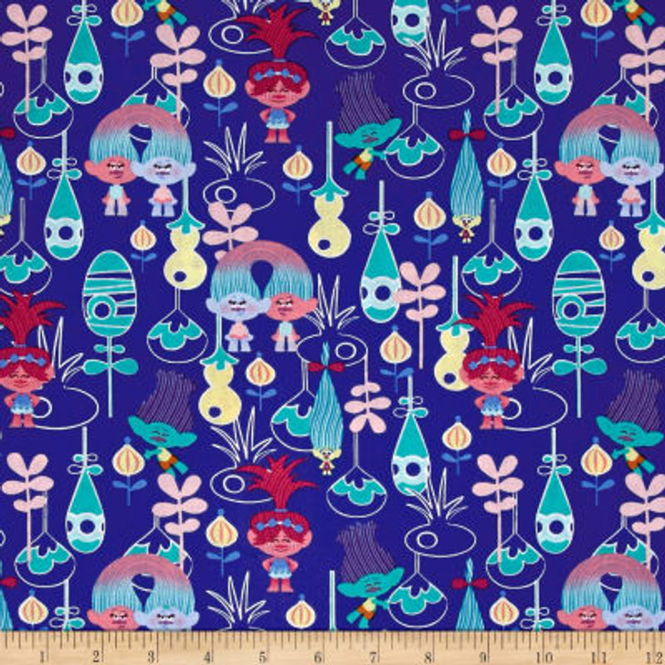 Trolls Packed Trolls Multi Cotton Quilting Fabric 1/2 YARD