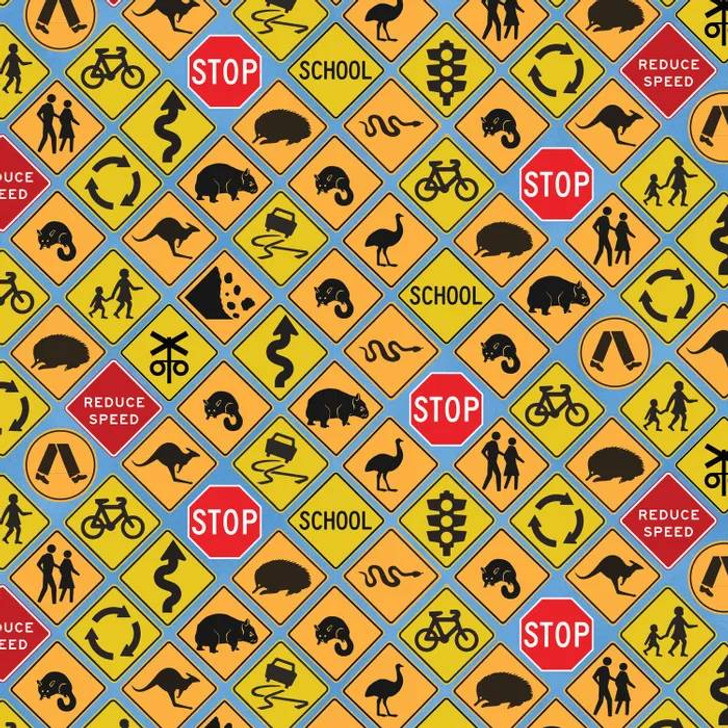 My Grey Nomads Roadside Signs DV5288 Cotton Quilting Fabric