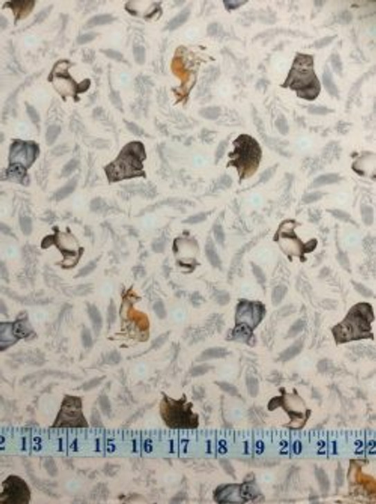 Australian Animals Little Aussie Friends Tossed Pink Cotton Quilting Fabric 65cms