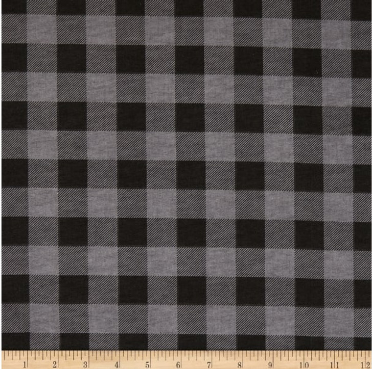 Buffalo Plaid THIN FLANNEL Black Cotton Quilting Fabric