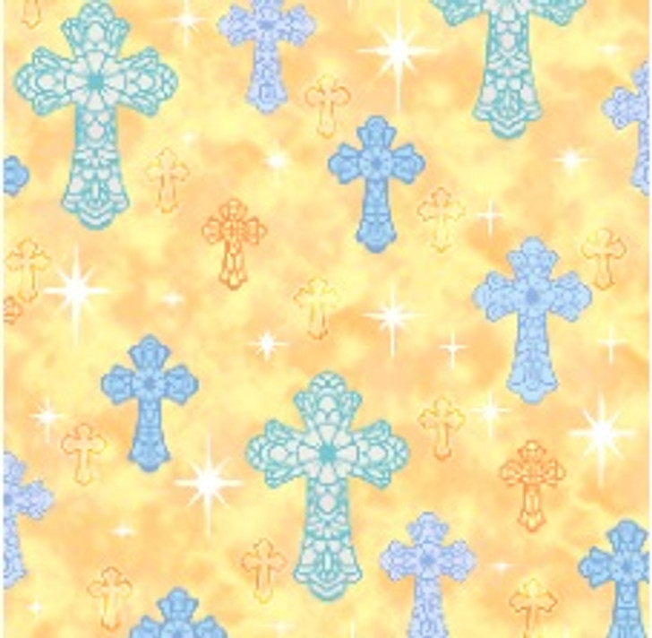 I'll Be A Sunbeam Crosses Yellow 28781-S Cotton Quilting Fabric