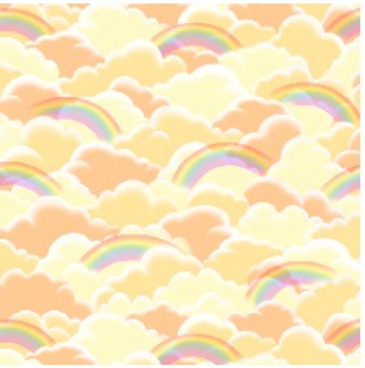 I'll Be A Sunbeam Rainbows and Clouds Yellow 28782-S Cotton Quilting Fabric