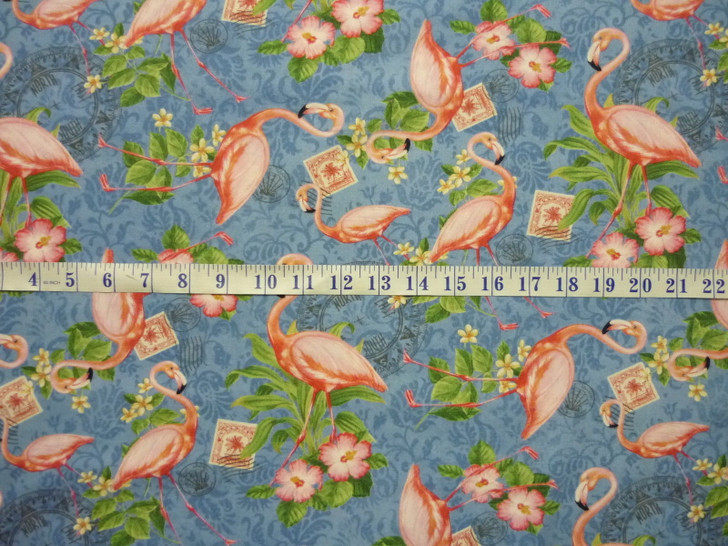 Neptune's Garden Flamingo Cotton Quilting Fabric