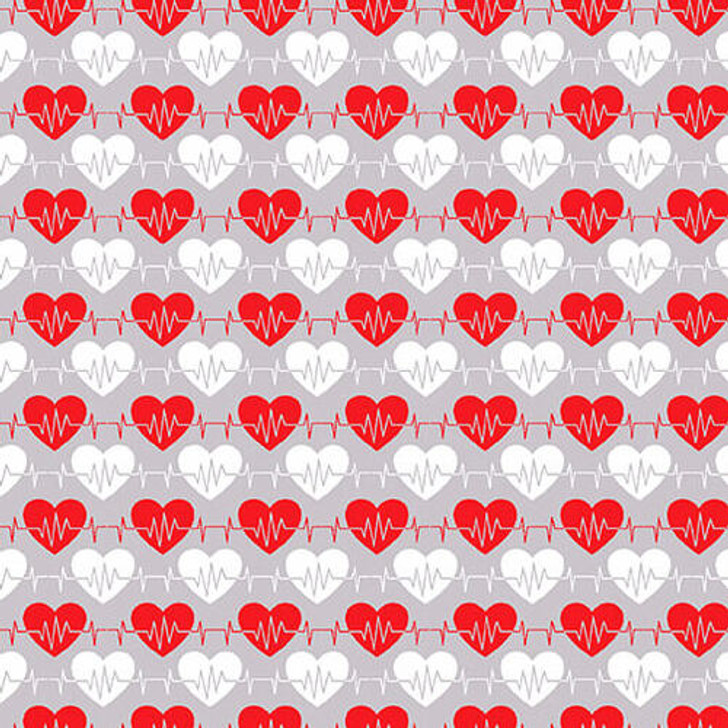 Big Hugs Hearts Grey Background 9329-90 Cotton Quilting Fabric