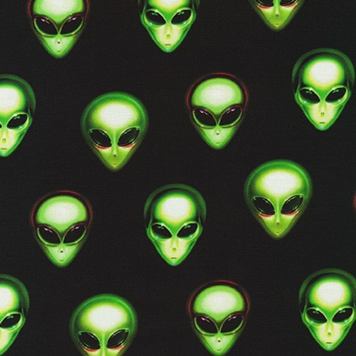 Aliens Area 51 Eerie Aliens Onyx Cotton Quilting Fabric