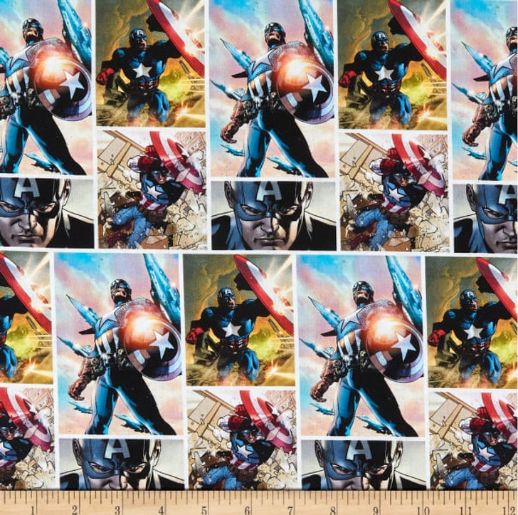 Superheroes Marvel Captain America Multi Cotton Quilting Fabric