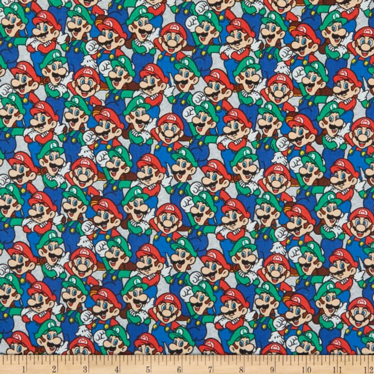 Nintendo Super Mario Luigi Packed Cotton Quilting Fabric
