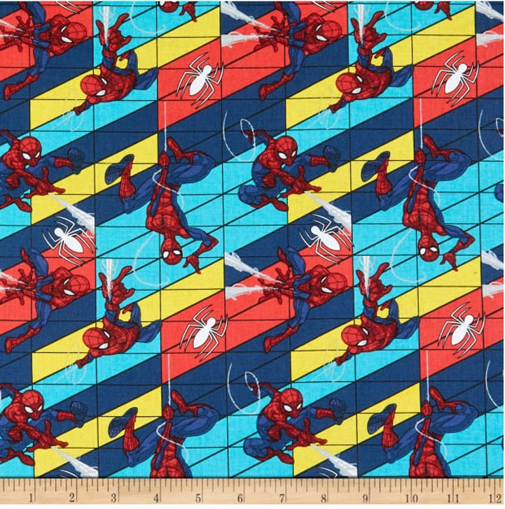 Spiderman Marvel Spiderman Swing Multi Cotton Quilting Fabric