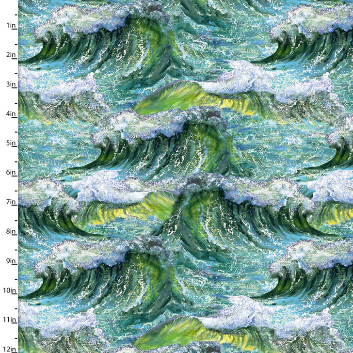 Call of the Sea Waves Multi 17991 -MLT Cotton Quilting Fabric