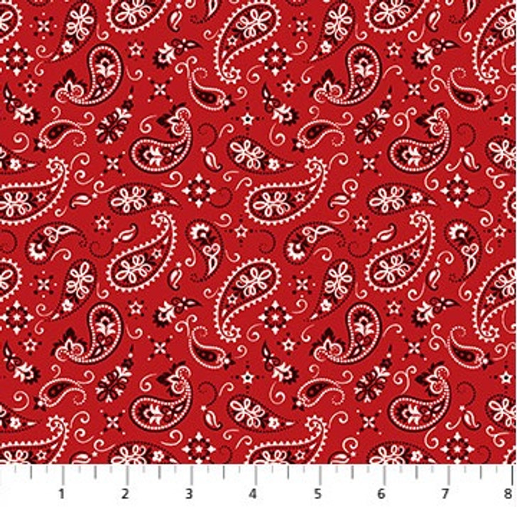 Howdy Christmas Bandana Print Red Cotton Quilting Fabric