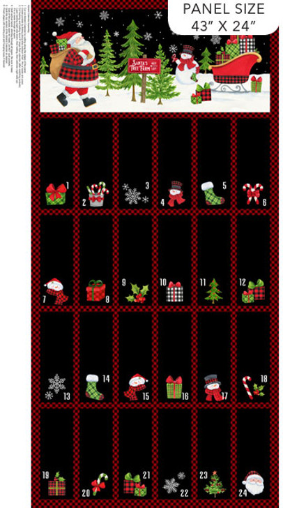 Santa's Tree Farm Cotton Quilting Fabric Christmas Advent Panel