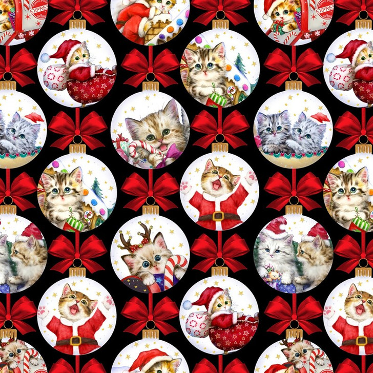 Christmas Kittens Cats Tree Ornaments 5642S-99 Cotton Quilting Fabric