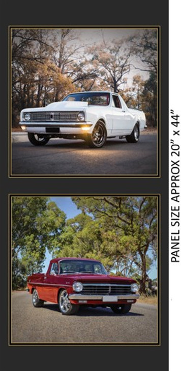 Aussie Icons 1044B Holden Utes HK-EJ Cotton Quilting 20" Panel