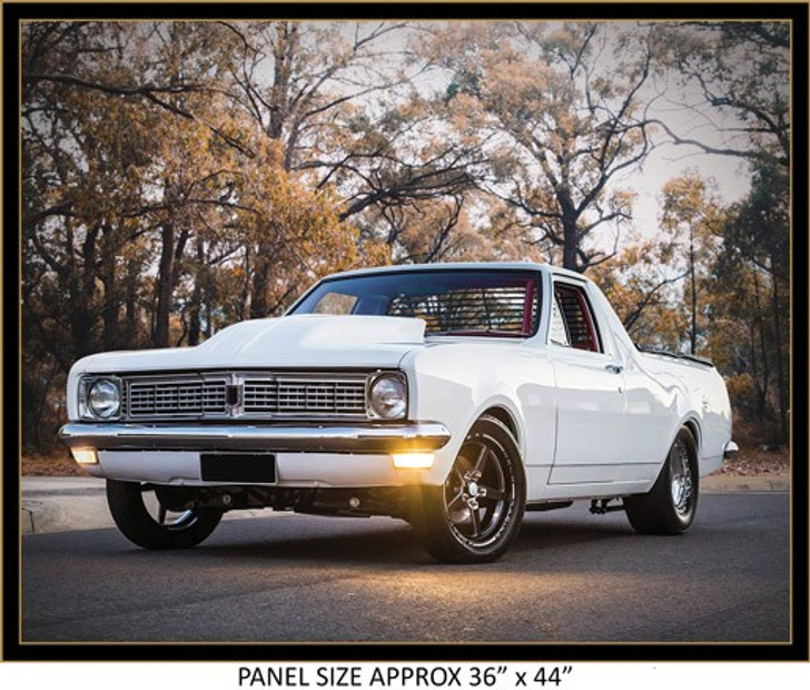 Aussie Icons 1044C Holden Ute HK White Cotton Quilting  36" Panel