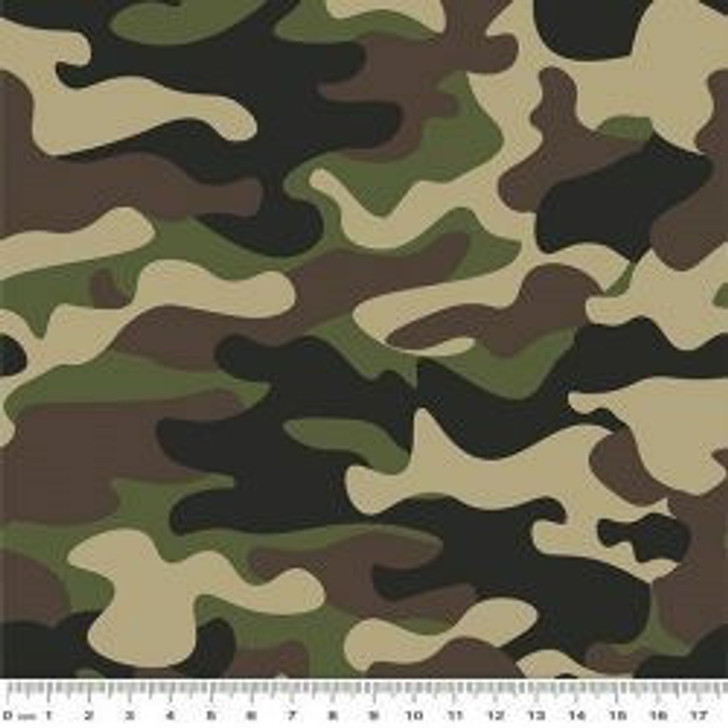 Remembering the ANZACS WW1 Camouflage Green Cotton Quilting Fabric