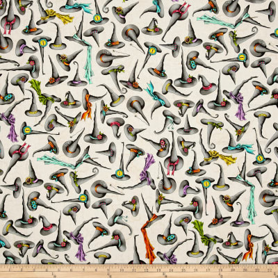 Salem Quilt Show Witches Hats Natural Background Cotton Quilting Fabric