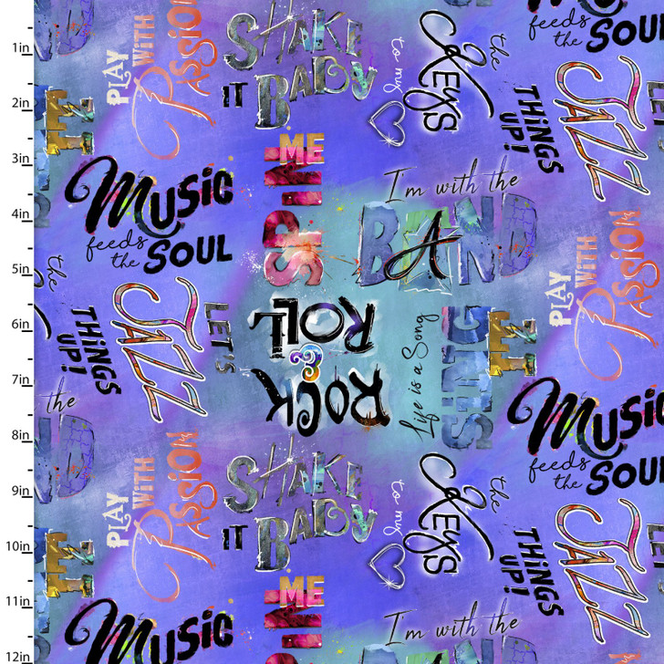 Rhythm and Hues Music Words 18004-MLT Cotton Quilting Fabric