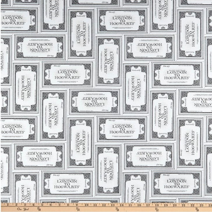 Harry Potter Tickets to Hogwarts White  Cotton Quilting Fabric