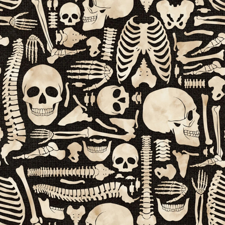 Halloween Boney Yard Skeletons Cotton Quilting Fabric