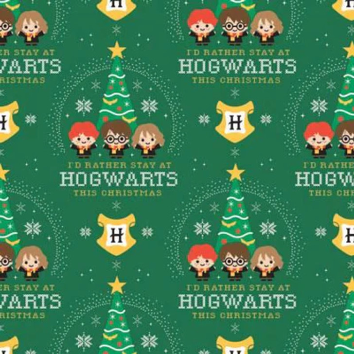 Character Winter Holiday Harry Potter Hogwarts  Cotton Quilting Fabric