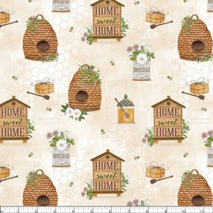 The Art of Beekeeping Beehives Allover Cream 27606-221 Cotton Quilting Fabric