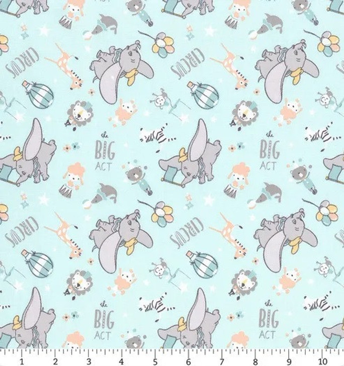 Disney Dumbo My Little Circus The Big Act Light Blue Cotton Quilting Fabric