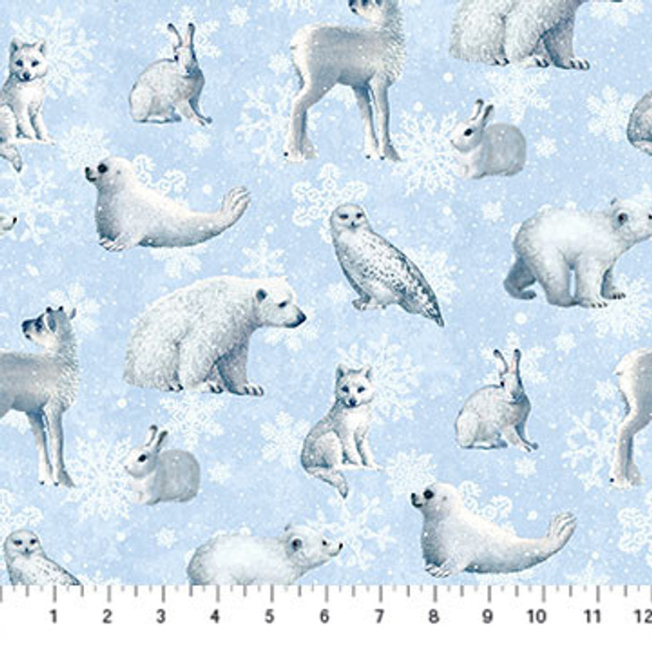 Father Christmas Animals Light Blue 24694-42 Cotton Quilting Fabric