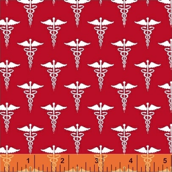 Calling All Nurses Symbol Red Cotton Quilting Fabric