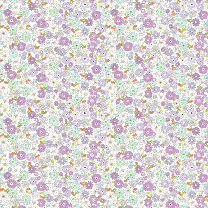 Sarah Kay With Love Daisies Packed Lilac Mint DV5056 Cotton Quilting Fabric