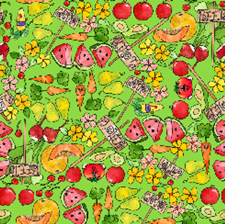 Vegetable Medley Packed Veggies Green 28709-H Cotton Quilting Fabric