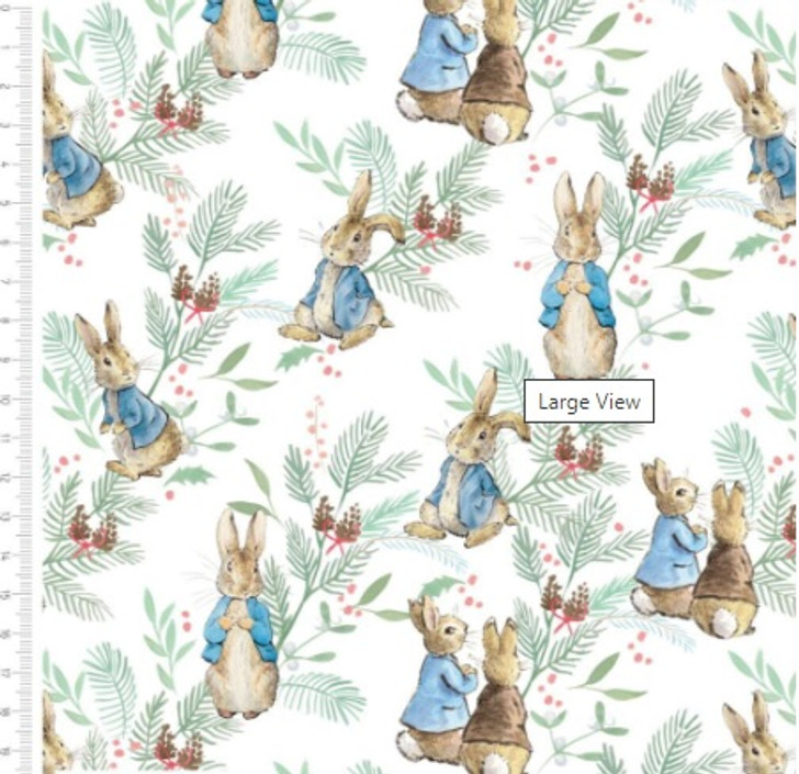 Peter Rabbit Christmas Traditions Ferns Cotton Quilting Fabric