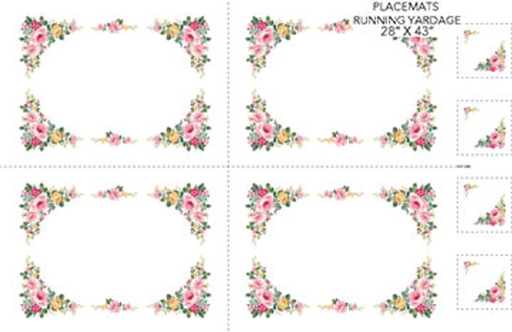 Tea for Two Placemats Multi White DP24903-10 Cotton Quilting Fabric Panel