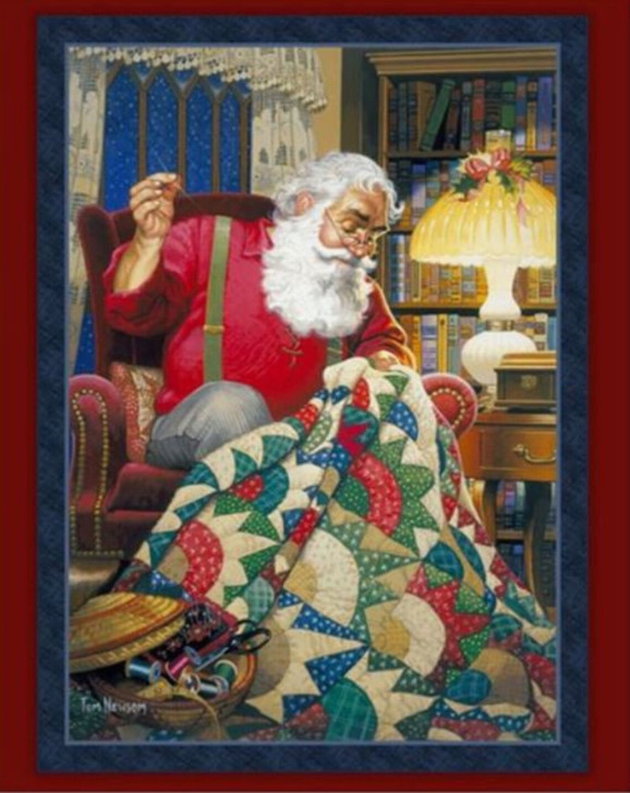 Father Christmas Quilting Santa  Cotton Quilting Fabric Panel