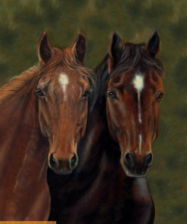 One of a Kind Pair of Horses 51568P-X Cotton Quilting Fabric Panel