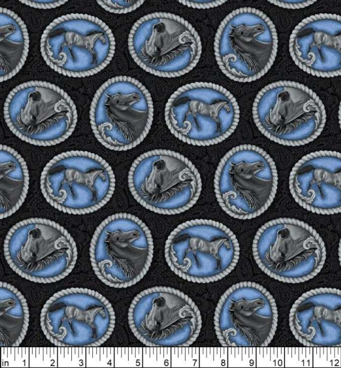 Horse Whisperer Horse Buckles Tossed 5680S-97 Cotton Quilting Fabric