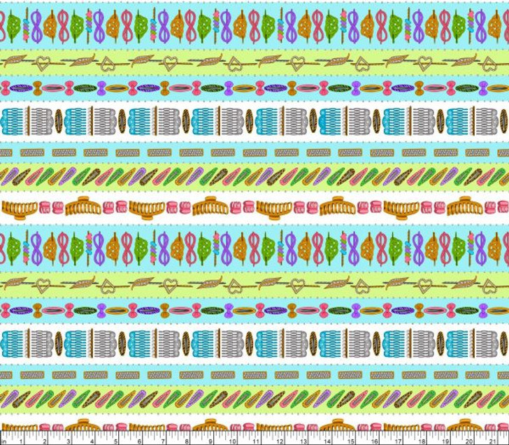 A Cut Above Hairdresser Stripe Turquoise 28754-Q Cotton Quilting Fabric