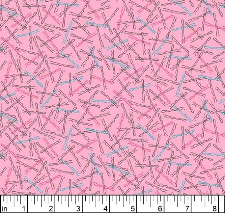 A Cut Above Hairdresser Bobby Pins Pink 28756-P Cotton Quilting Fabric