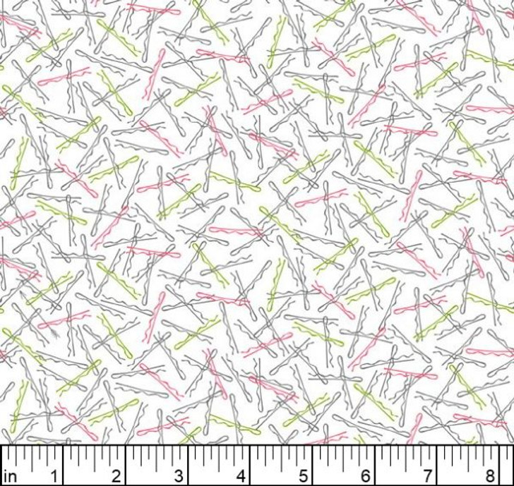 A Cut Above Hairdresser Bobby Pins White 28756-Z Cotton Quilting Fabric