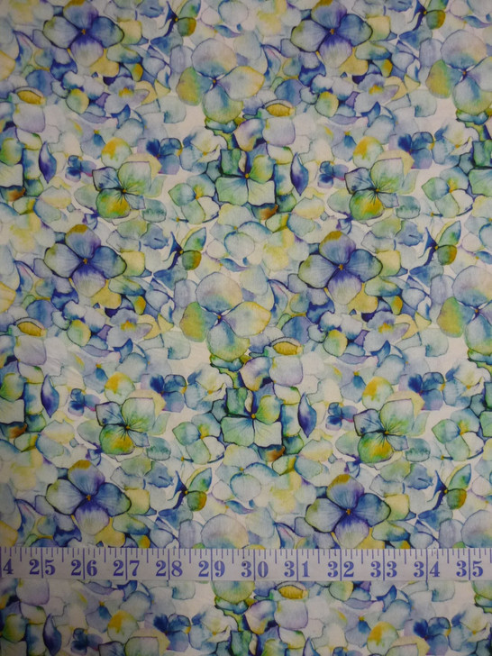 Leah Collection Large Hydrangea Floral Cotton Quilting Fabric