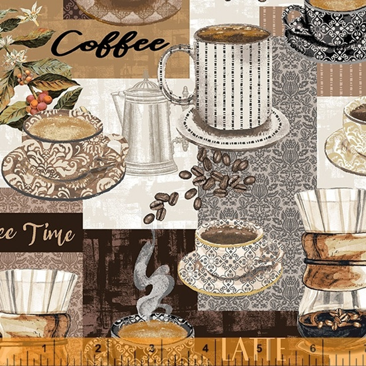 Coffee Connoisseur Main Street Café 53062-1 Cotton Quilting Fabric