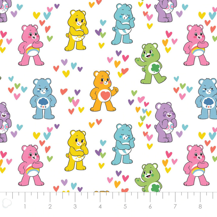 Care Bears Believe Friends Multi White Cotton Quilting Fabric