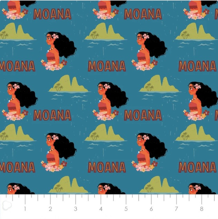 Disney Moana Daughter of the Sea Blue 852902-1 Cotton Quilting Fabric